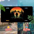 thumbnail image 4 of 1 Pcs 2D Flat License Plate Covers & Frames, Hiker in Mountain Landscape For Decorative Front, Waterproof For Decoration Aluminum License Plate Covers & Frames Cover For Men Women, 12" X 6", 4 of 5