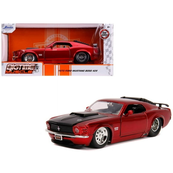 1970 Ford Mustang Boss 429 - Stunning Candy Red & Black Hood | Bigtime Muscle Series 1/24 Diecast Model by Jada