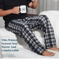 thumbnail image 2 of Active Club Fleece Pajama Pants - Plaid PJ Pants - Men's Lounge Pants With Pockets - Sleepwear (Black/White, X-Large), 2 of 5