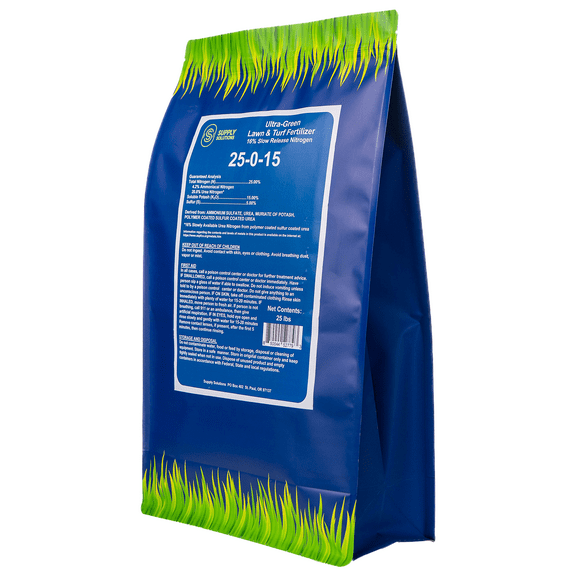 25-0-15 Ultra Green Lawn and Turf Fertilizer - 16% Slow Release Nitrogen - Promotes Lush, Green Lawns and Strong Root Growth, Reduces Mowing Frequency (25 Pounds)