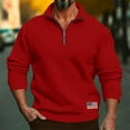 thumbnail image 2 of GuangCheng Mens Half Zip Pullover Sweatshirts,Patriotic,USA Flag Patch,Casual Soft Warm Tops,Red,Size XL, 2 of 8