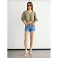 thumbnail image 2 of Cropped V-Neck Ruffled Blouse, 2 of 5