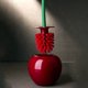 thumbnail image 1 of Escobilla de baño con forma de flor de catalpa, color rojo vino, con forma de cereza, juego de portaescobillas de plástico, 1 of 6