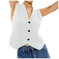 thumbnail image 4 of DuoJiaJ Womens V Neck Sweater Vest, Sleeveless Button Down Loose Tops White L, 4 of 5
