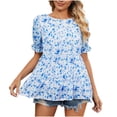 thumbnail image 4 of SMihono Hauts pour Femmes Été Chic Décontracté Mode Femme Imprimé Décontracté Col Rond Manches Courtes T-Shirt Ample Blouse Hauts T-Shirt Oversize pour Femmes, 4 of 6