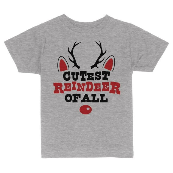 TeesAndTankYou Cutest Reindeer Of All Christmas Toddler Kids T-Shirt 2T Heather Grey