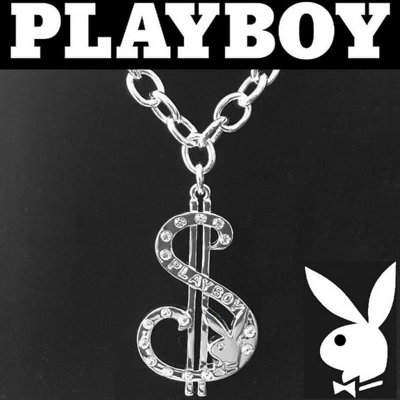 Playboy Necklace Dollar Sign Pendant Bunny Logo Crystal Money Hip Hop HipHop y2k $