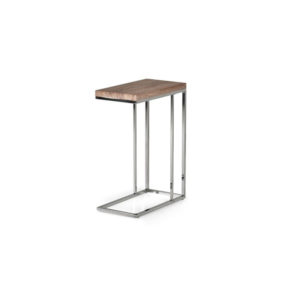Bowery Hill Transitional Metal/Wood Chairside End Table in Brown