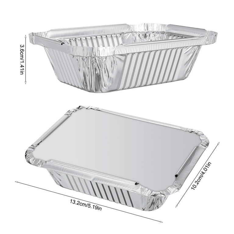 Leuchten 40 Packs Small Disposable Aluminum Container Pans Foil Trays with Lids for Baking, Cooking, Size: 6.3 x 4.7 x 1.8, Other