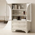 thumbnail image 3 of HIUU Tall White Storage Cabinet with 2 Drawers and Adjustable Shelf,52 Inch Tall Storage Cabinet with Glass Door,Modern Bookcase with Spacious Storage Solutions,Wood Pantry Cabinet for Living Room, 3 of 9