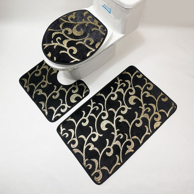 Bathroom Rug Set Of 3 Bath Mat Toilet Mat Soft Absorbent Thick Rug Non-Slip Backing Washable
