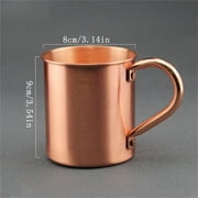 Pure Copper Mug 15Oz Copper Rolled Rim Mule Mugs Handmade Straight Smooth Copper Cup With Riveted Handle-Rose Gold