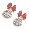 thumbnail image 4 of Michellecmm Women Christmas Ball Earrings Cute Bow Glitter Rhinestone Pearl Non-Fading Dangle Earrings Funny Accessories, 4 of 8