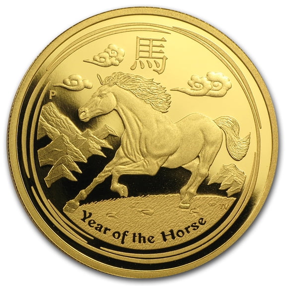 2014 Australia 1 oz Gold Lunar Horse Prf (SII, w/Box and COA)