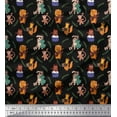thumbnail image 1 of Soimoi Rayon Fabric Leaves,Musical Instruments & Animals Kids Print Sewing Fabric Yard 42 Inch Wide, 1 of 1