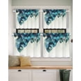 thumbnail image 2 of Abstract Art Short Blackout Curtains 45 Inch Long Soft Edge Green Feather Decoration Rod Pocket Kitchen Curtains, 2 Panels Thermal Insulated Room Darkening Drapes for Bedroom, 42"W x 45"L, 2 of 5
