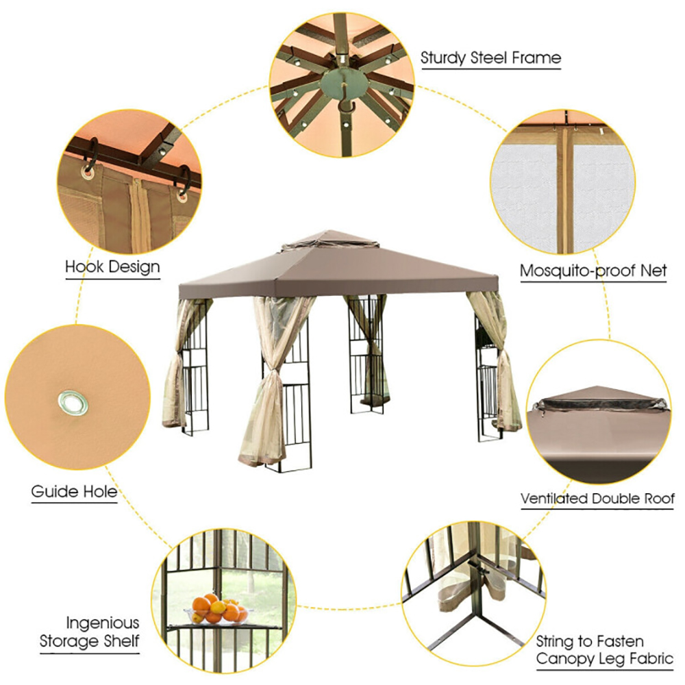 Aimee Lii 10 Feet x 10 Feet Awning Patio Screw-free Structure Canopy Tent, Backyard Canopy Gazebo