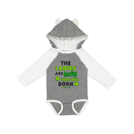 

Inktastic The Ladies are Lucky That I was Born St Patricks Day Baby Boy Gift Baby Boy Long Sleeve Bodysuit