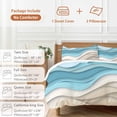 thumbnail image 6 of 3 Piece Aqua Beige Ombre Duvet Cover Set Queen Size,Microfiber Comforter/Quilt Cover with Corner Ties and 2 Pillowcases,Modern Abstract Moire Art Geometric All Season Soft Bedding with Zipper Closure, 6 of 8