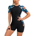 thumbnail image 1 of RUNQHUI Women Short Sleeve Boyleg Swimsuit One Piece Wetsuit UPF50+ Rash Guard Bathing Suit Yellow&Blue M, 1 of 4