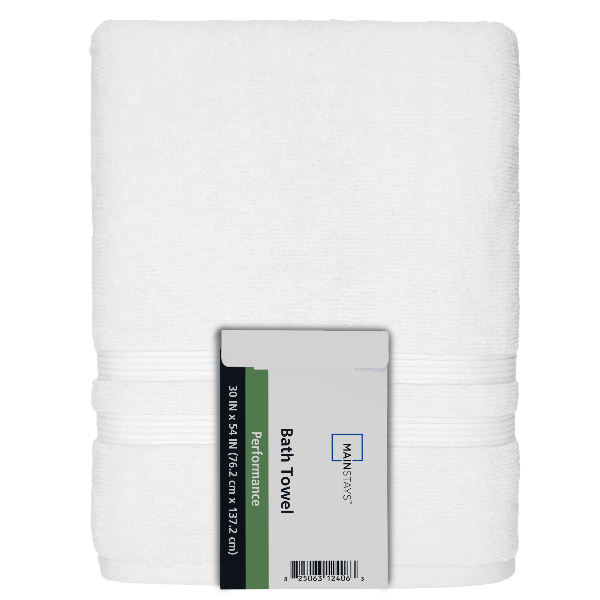 Mainstays Performance Cotton Bath Towel, White, 4-Pack photo 6