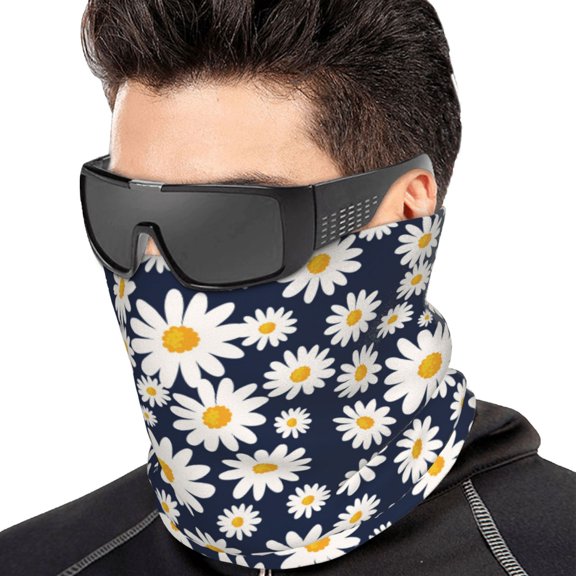 Neck Warmer Scarf, Daisy floral Soft Headband Hair Sock Head Wrap Headwear Face Mask Neck Gaiter, Magic Scarf Bandana Cold Weather Scarf for Men Women