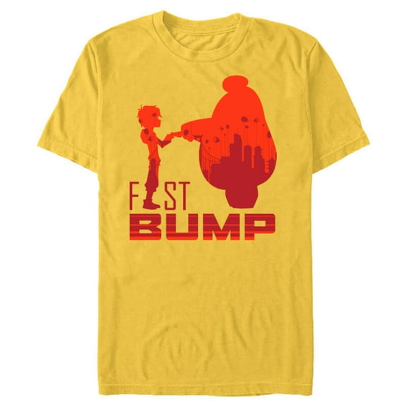 Disney Big Hero 6 Hiro and Baymax Fist Bump Friends T-Shirt- Short Sleeve Blended T-Shirt for Adults - Customized-Yellow