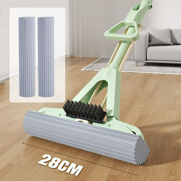 Birdeem Sponge Mops for Floor Cleaning,Absorbent Folding Sponge Mop with Brush Hand Mop