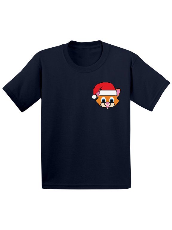 Christmas T-Shirt for Baby Boys Girls Xmas Santa Cat Baby Shirt Pocket Print