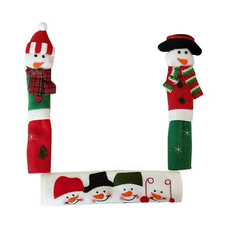 

Christmas Decorations 2PC Snowman Kitchen Handle Door Cover Christmas Microwave Oven Door Handle Door Gloves Refrigerator Protective Gloves Home Room Decor Wall Bedroom Party Decorations