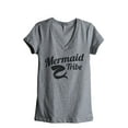thumbnail image 1 of Thread Tank Mermaid Tribe Women's Relaxed V-Neck T-Shirt Tee Heather Grey Small, 1 of 4
