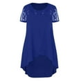 thumbnail image 4 of Plus Size Lace Dresses for Women Lace Short Sleeve Crewneck Elegant Mini Dress Swing High Low Hem Sheer Layered Loose Sundress, 4 of 5