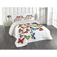 thumbnail image 2 of Ambesonne Butterfly Quilted Coverlet 3 Pcs, Joy Wildflowers Hiking, Queen Size, Multicolor, 2 of 4