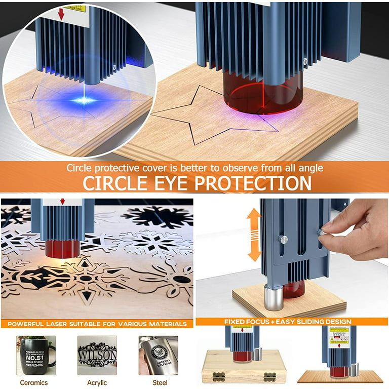 Sculpfun S9 Laser Engraver 90W,Eye Protection,Compression Focus Laser Spot,15mm Wood Cutting,for Wood Metal Jewelry DIY