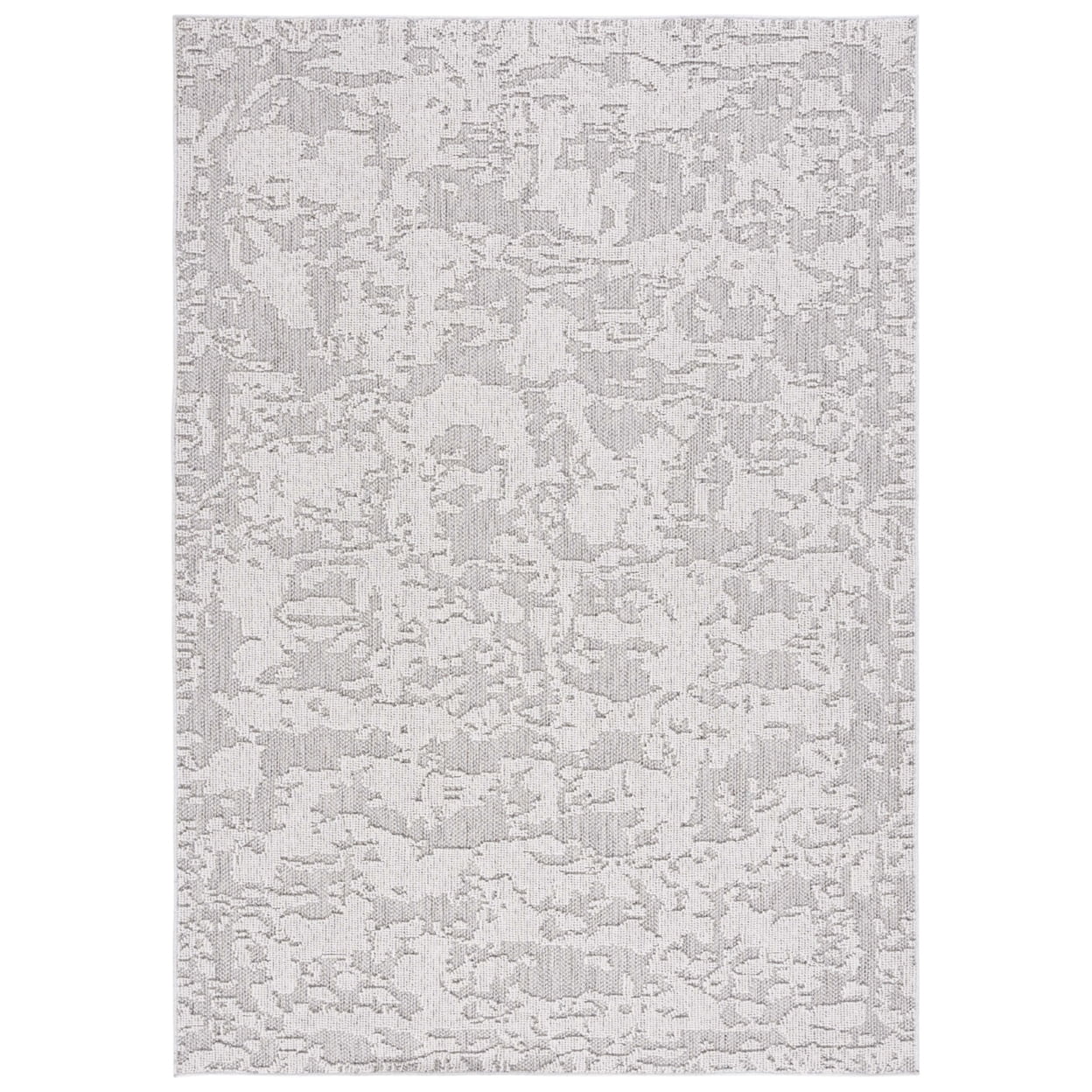 SAFAVIEH Global Herleva Abstract Indoor/Outdoor Area Rug, Grey/Light Grey, 6'7" x 6'7" Round