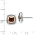 thumbnail image 4 of 14K/Silver Two-Tone Sterling Silver With 14K Garnet Earrings (13 X 13) Made In Thailand qtc673, 4 of 5