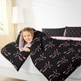 thumbnail image 4 of Manfei Black Pink Bowknot Bedding Comforter Set for Kids, Cute Princess Bow Twin Comforter Sets, Kawaii Cartoon Bow-tie Reversible Bedding Set, Super Cozy Room Decor, 2pcs, 4 of 8