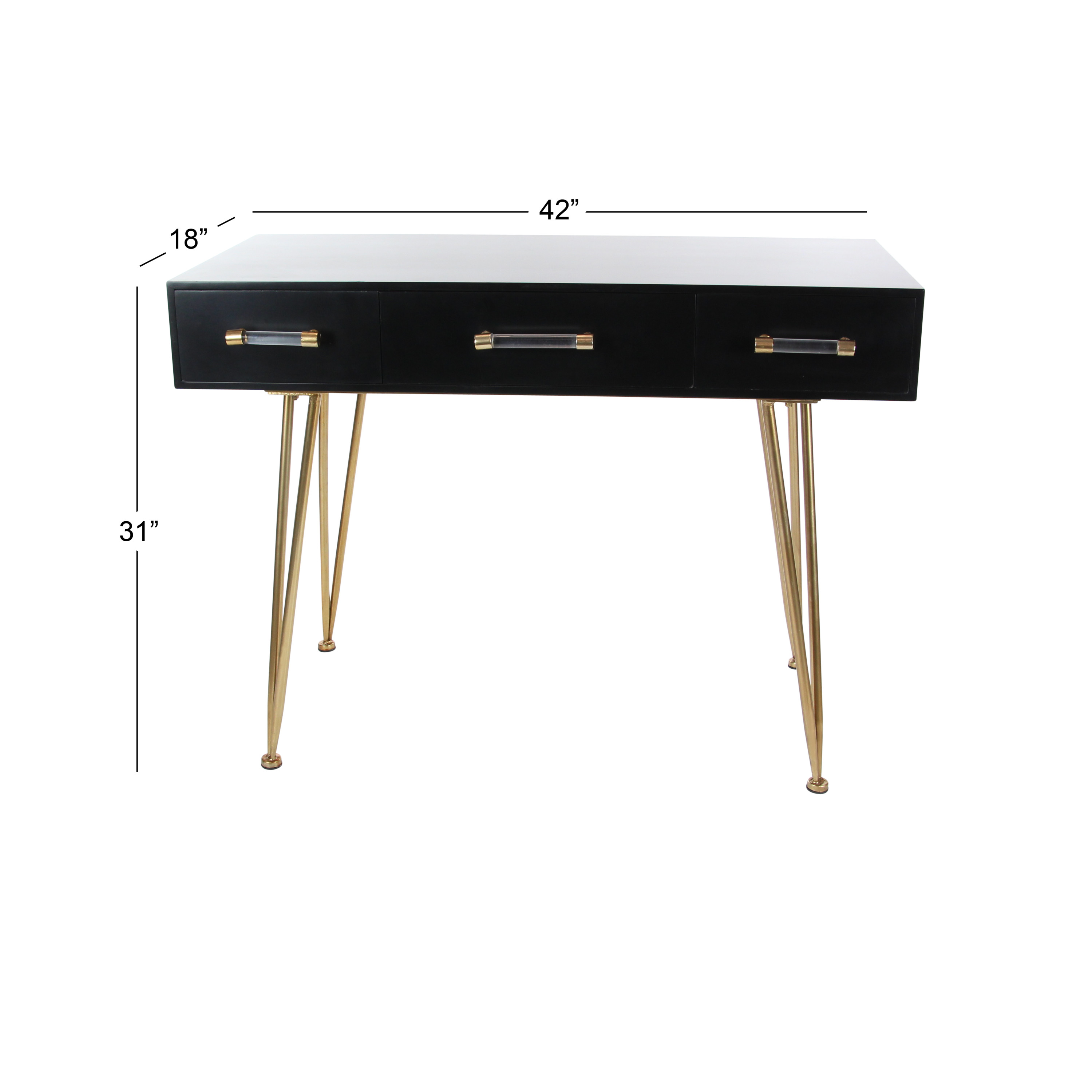 DecMode Wood Modern Console Table, Black Gold, 42"W