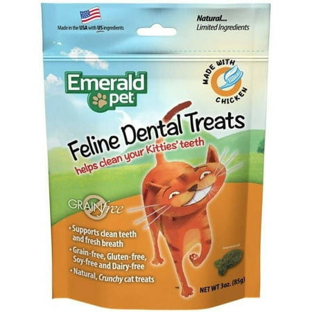 UPC: 0853258004012 | Emerald Pet Feline Dental Treats Chicken Flavor