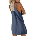 thumbnail image 6 of Caywon Women Summer Comfortable Casual Strappy Shorts Romper Featuring Pockets Jumpsuit Shorts Sleeveless One Piece Outfit Lightweight Fabric Dark Blue 4XL, 6 of 7