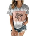 thumbnail image 2 of Women Shirts Under $8,AXXD Summer Sexy Gradient Print Regular Short Sleeves Top Gray 6, 2 of 4