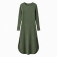 thumbnail image 5 of Ashirexll Casual Dresses for Women Winter Knit Long Sleeve Round Neck Solid Color Sweater Dress with Side Pockets and Side Slit Hem, 5 of 7