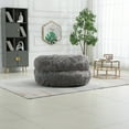 thumbnail image 4 of Fluffy Bean Bag Chairs with High Back, Modern Lazy Sofa Filled High-Density Foam, Lazy Sofa for Adults and Kids, Indoor,Gray, 4 of 7