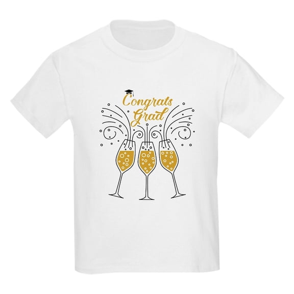 CafePress - Congrats Grad Champagne T Shirt - Light T-Shirt Kids XS-XL