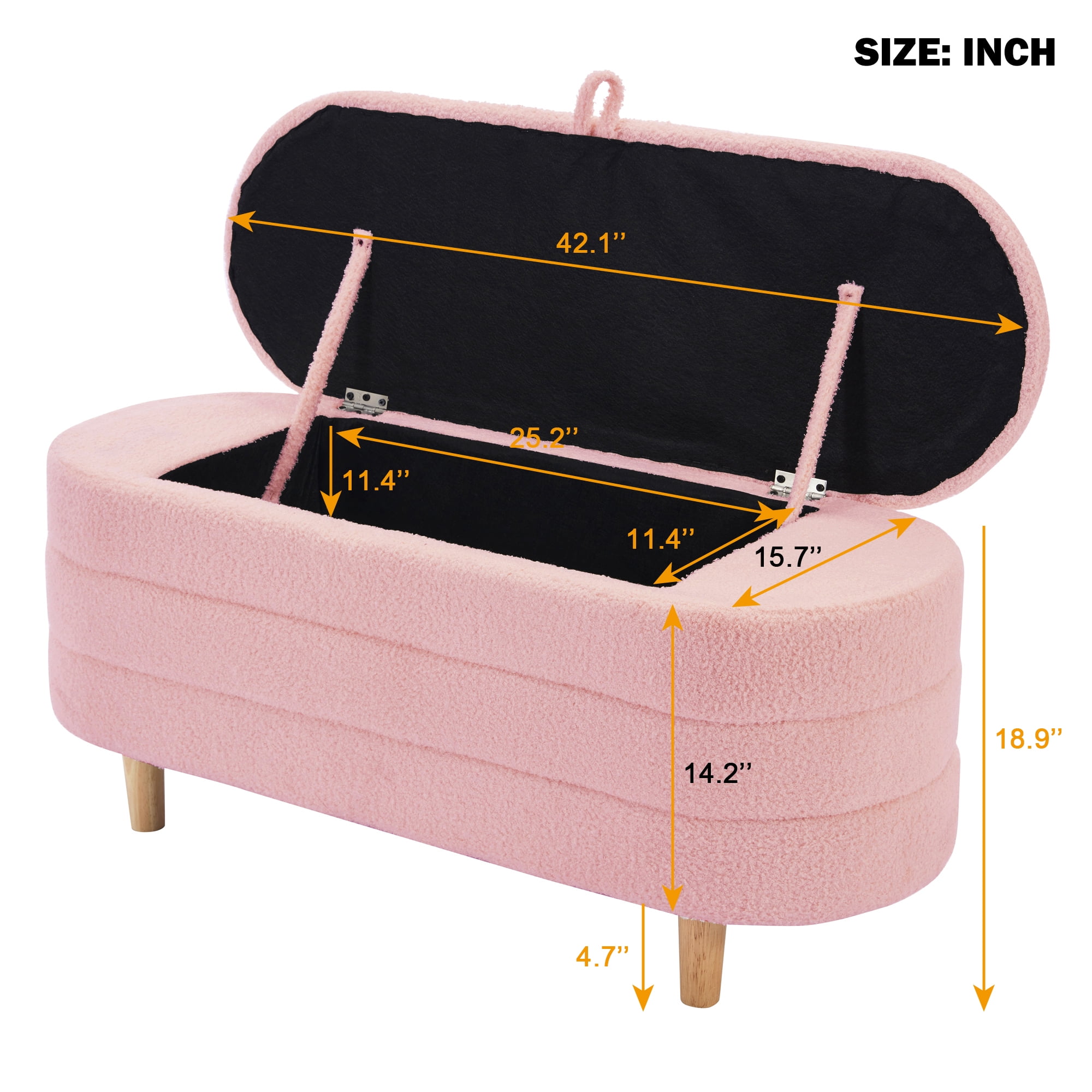 Euroco Upholstery Storage Ottoman Bench, Velvet and Button-Tufted for Living Room, Pink