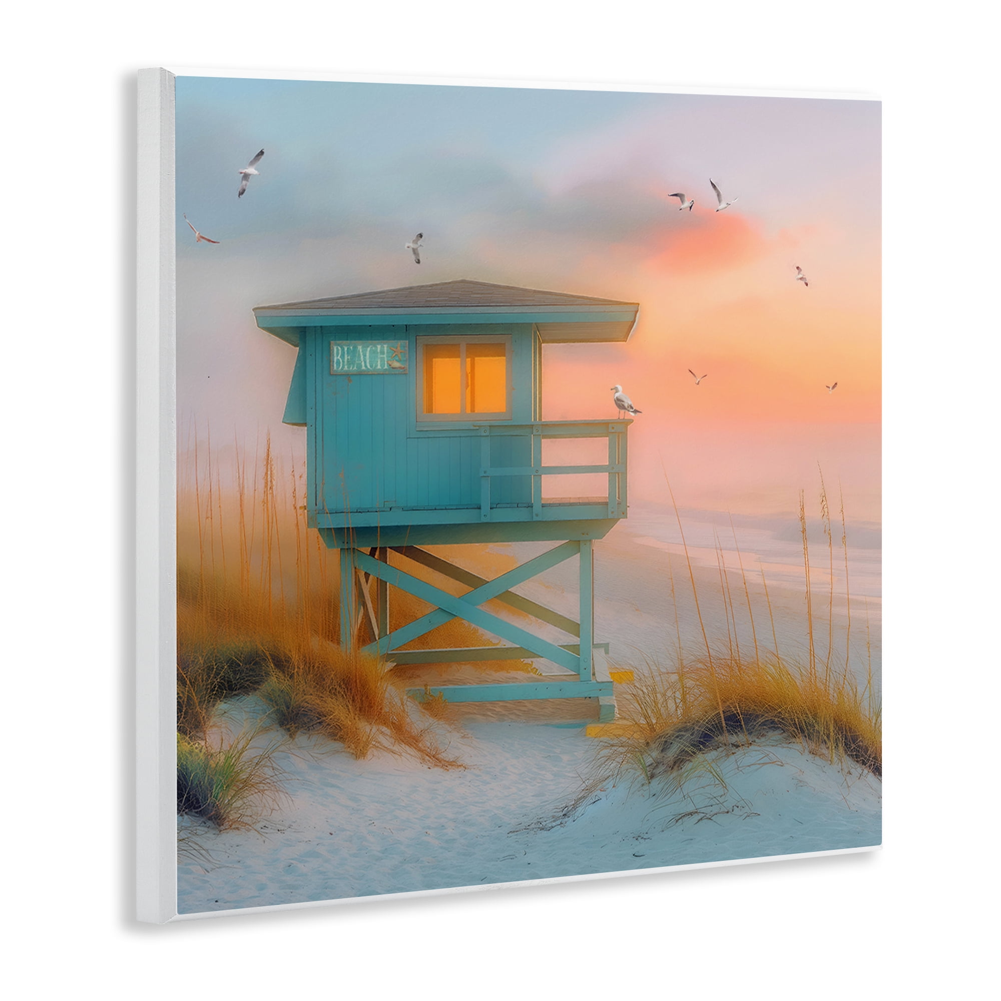 Stupell Industries Coastal Charm Beach Coastal Painting Unframed Art Print Wall Art, 12 x 12