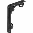thumbnail image 4 of Ekena Millwork 2"W x 12"D x 15"H Fleur De Lis Wrought Iron Bracket, (Triple center brace), Powder Coated Black, 4 of 7