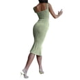 thumbnail image 5 of Franhais Women Casual Slim-Fit Dress, Solid Color Sleeveless Backless Low Cut Sling Midi Dress, 5 of 7
