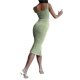 thumbnail image 5 of VISgogo Vestido ajustado informal para mujer, vestido a media pierna de corte bajo sin mangas de color sólido VISgogo moda, 5 of 7