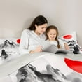 thumbnail image 5 of Homewish Natural Landscape Mountain Bedding Comforter Set,Japanese Style Twin Comforter Sets,Gray White Bedding Set For Kids,Super Cozy Room Decor Reversible,2pcs, 5 of 8